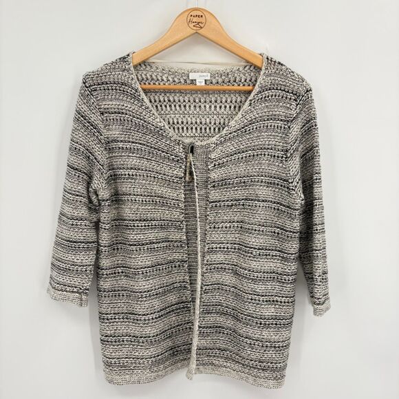J. Jill purejill Open Cardigan, Size Small, Textured 3/4 Sleeve, Grannycore - Picture 1 of 10